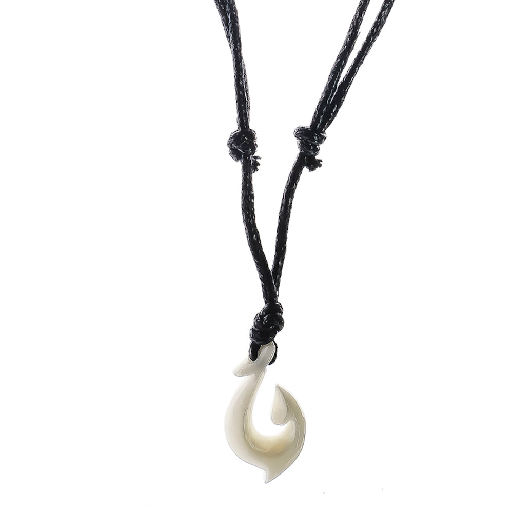 Bone Hawaiian Fish Hook Necklace - Mini Style A
