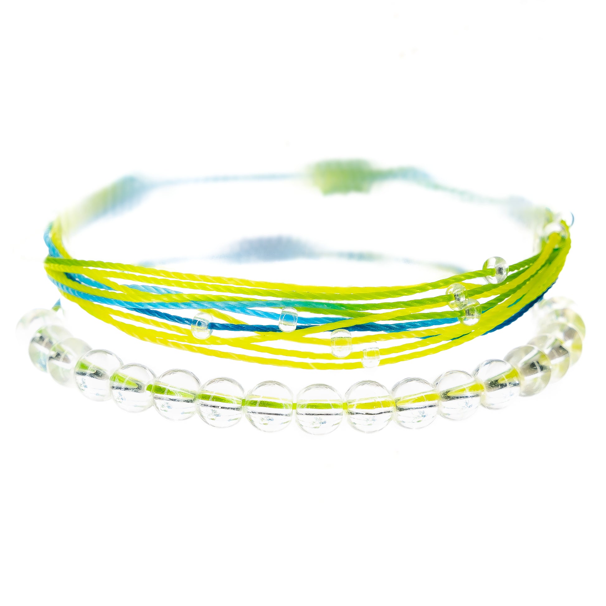 womens green yellow bubble string bracelet