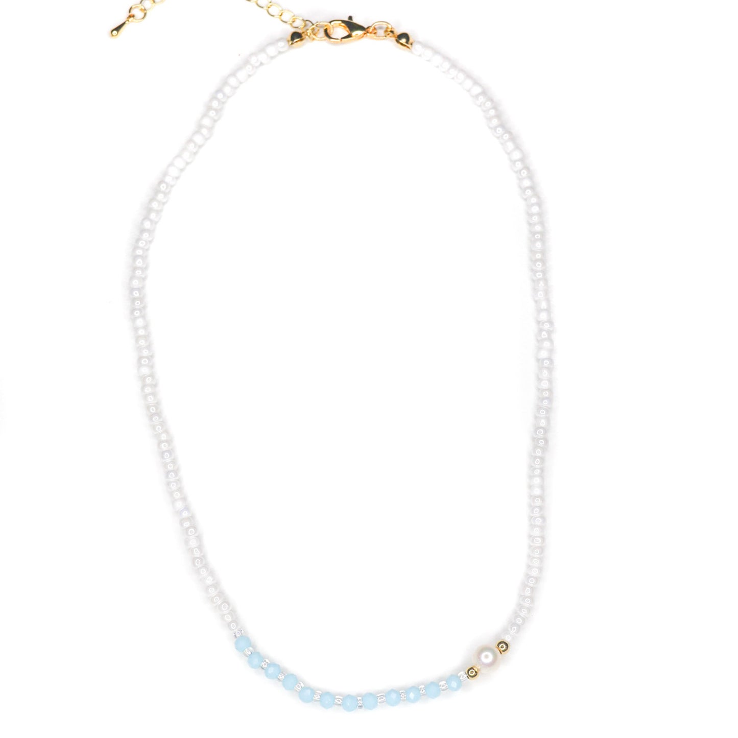 Faceted Beaded Pearl Necklace