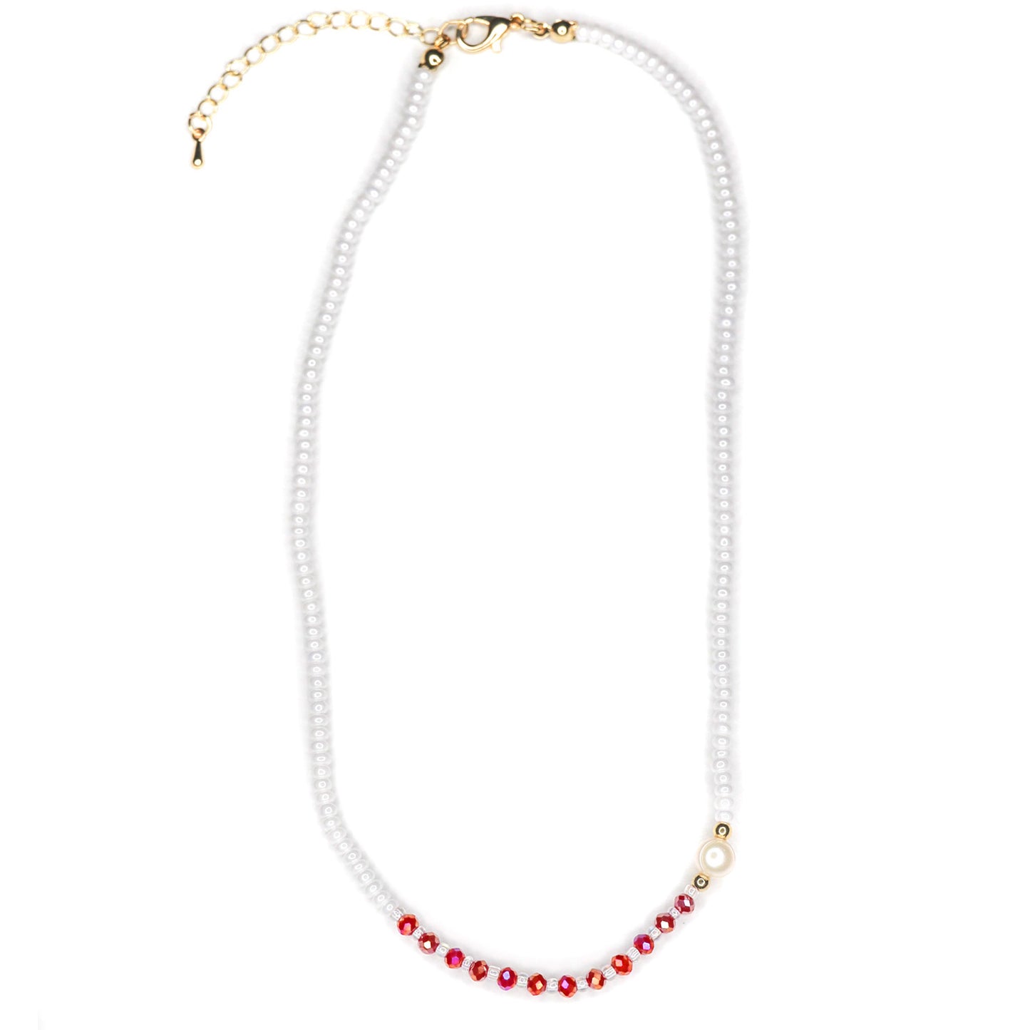 Faceted Beaded Pearl Necklace