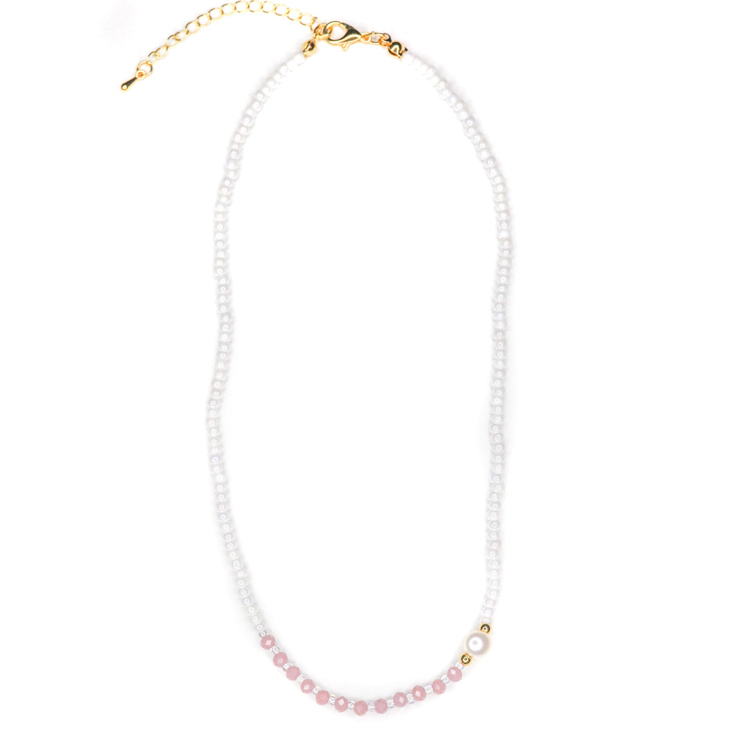 Faceted Beaded Pearl Necklace