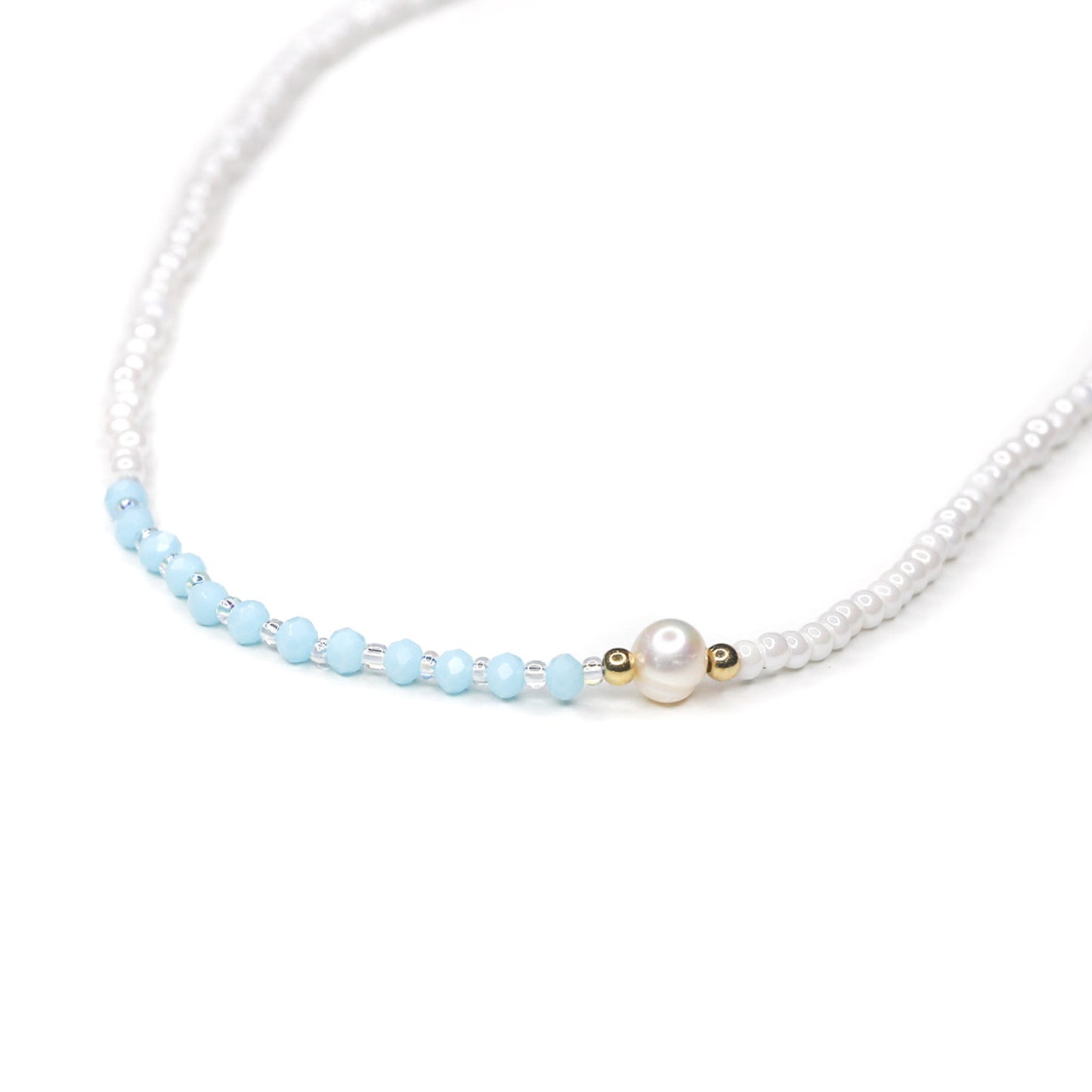 Faceted Beaded Pearl Necklace