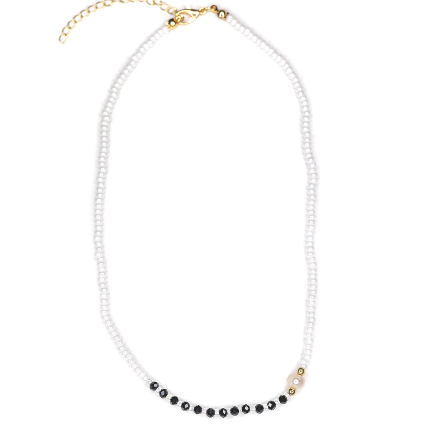 Faceted Beaded Pearl Necklace