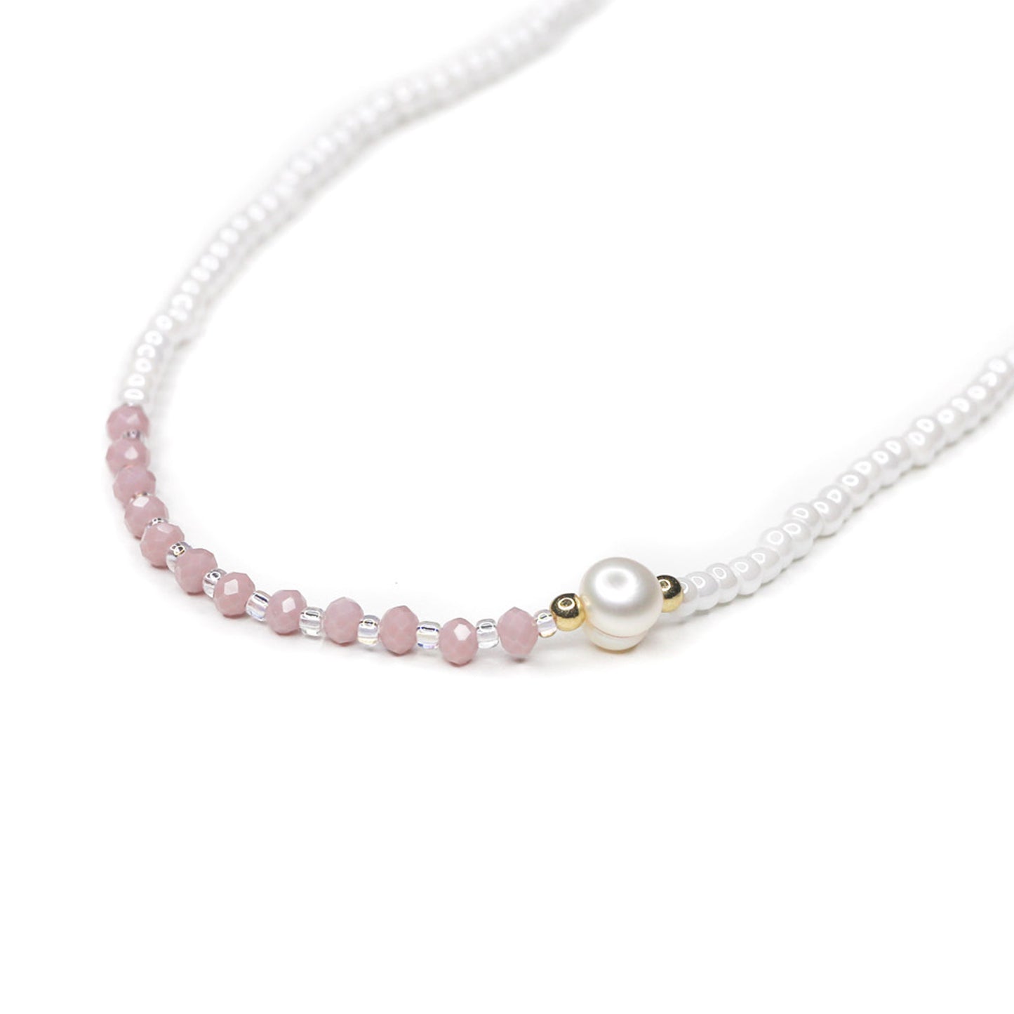 Faceted Beaded Pearl Necklace