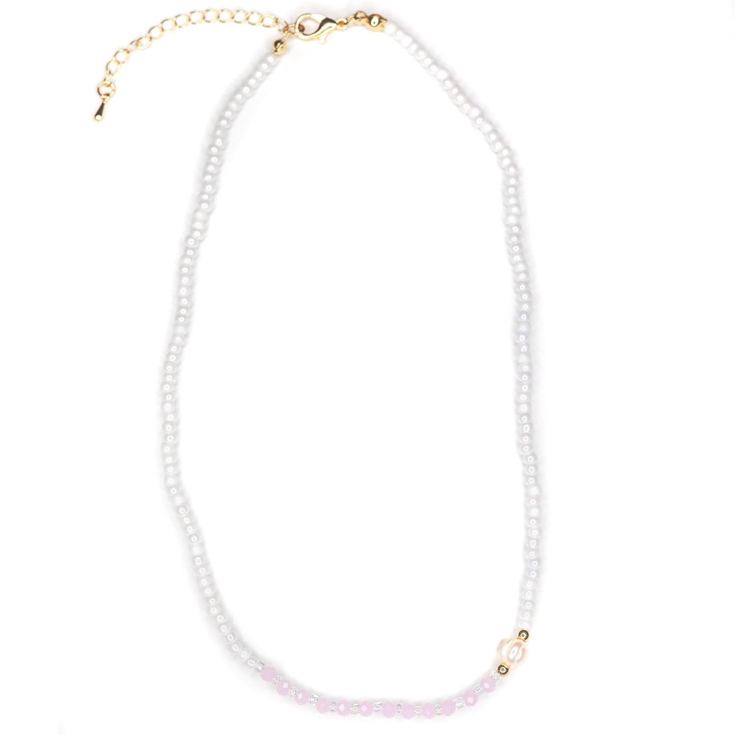 Faceted Beaded Pearl Necklace