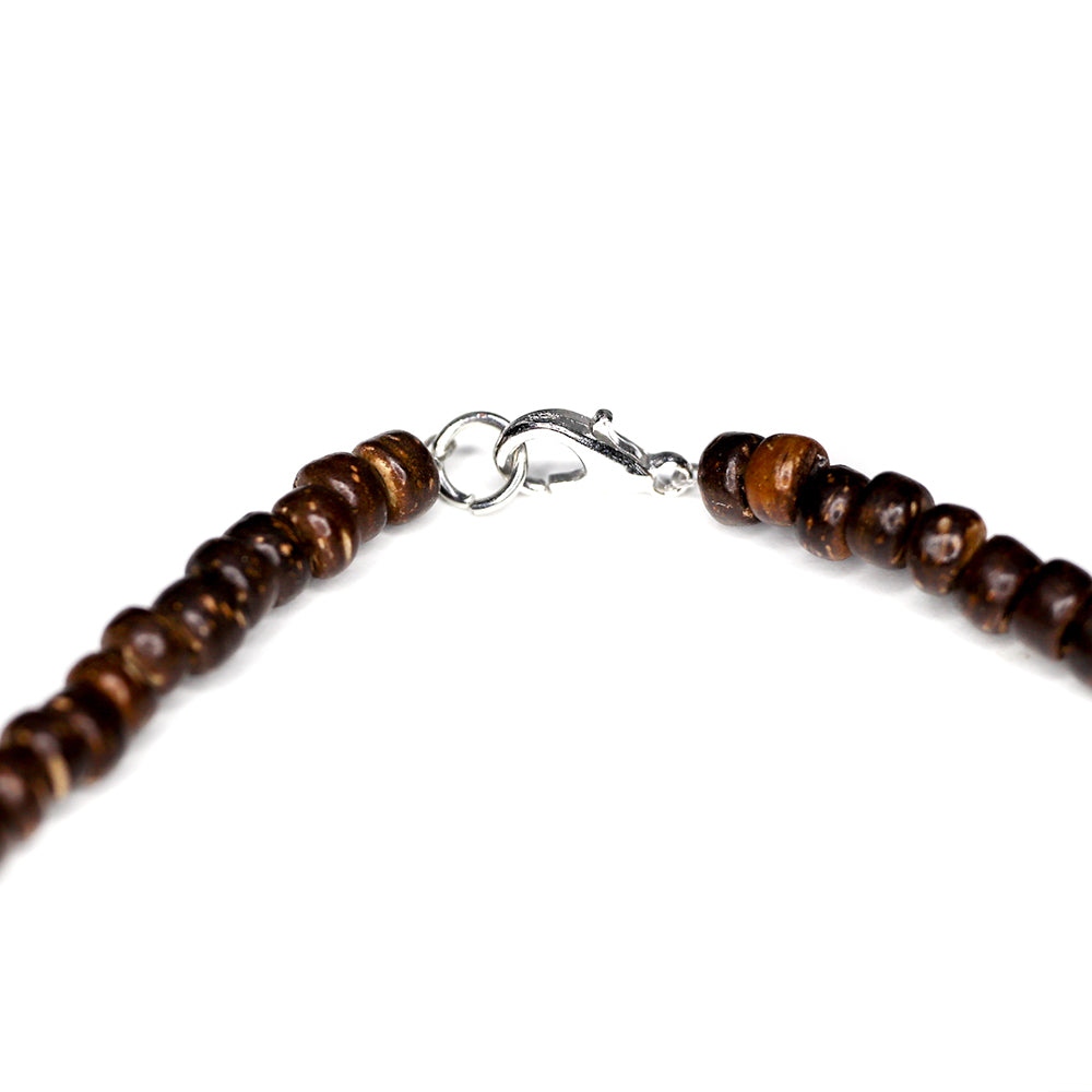 charming shark, shark tooth necklace, men, coconut beads, puka shell, white, brown, black, trendy, cool, Surfer Necklace, Hawaiian, jewelry, Metal Stainless Steel Lobster Clasp