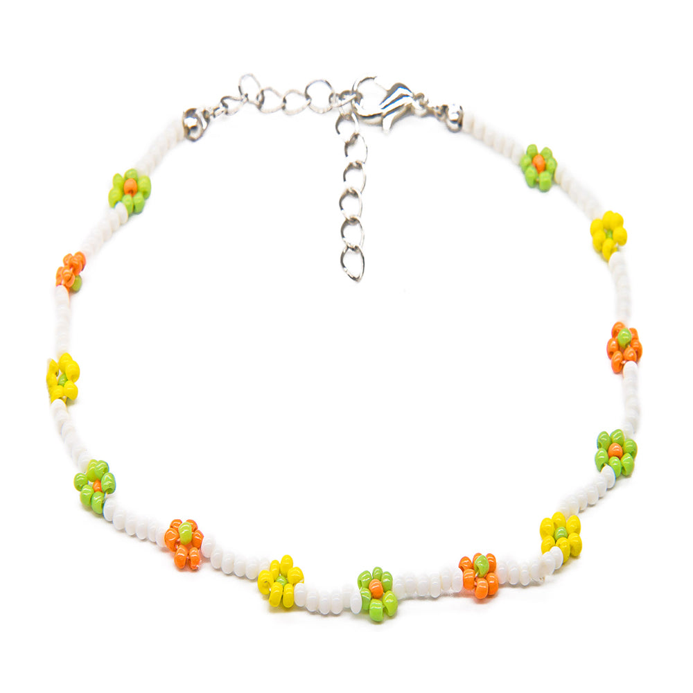 Flower Seed Bead Anklet