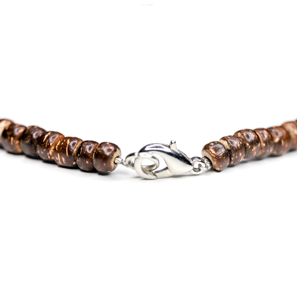 Cocoa Bead Shark - Fossil Sharks Tooth Necklace