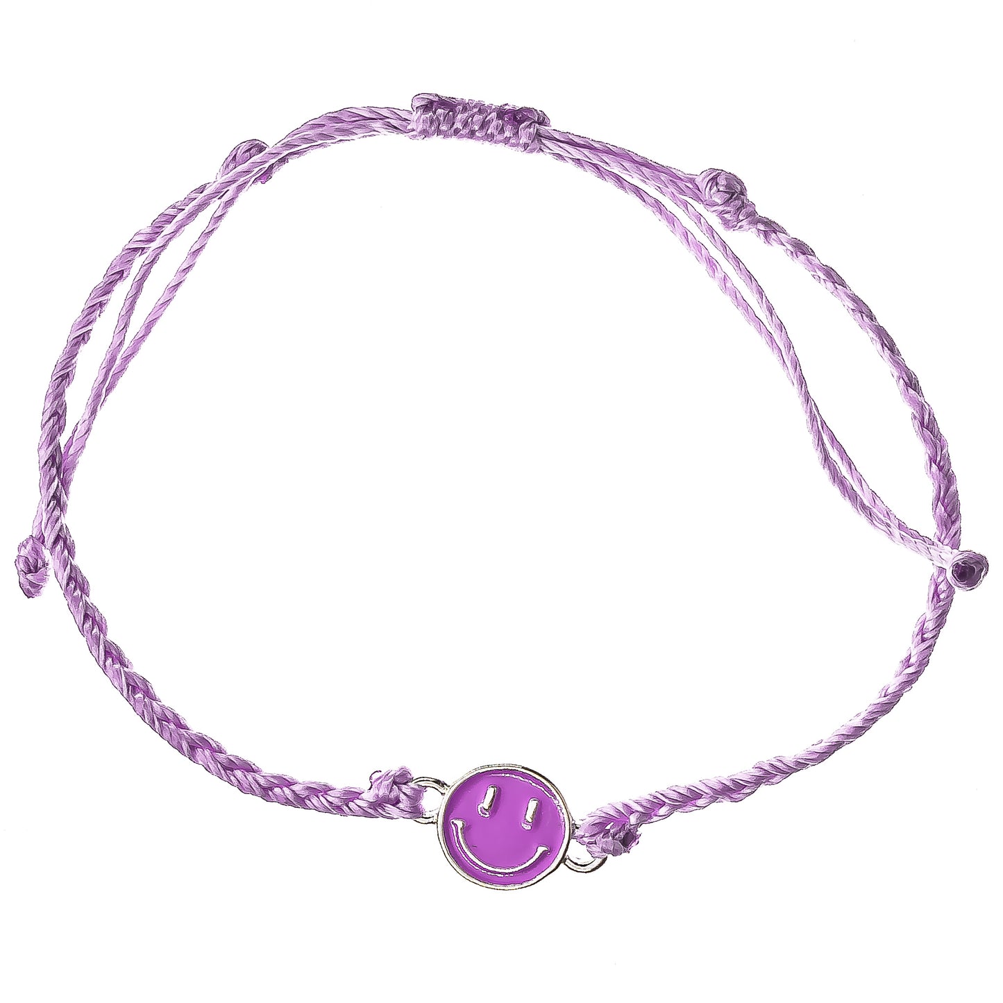 purple smiley face charm string bracelet