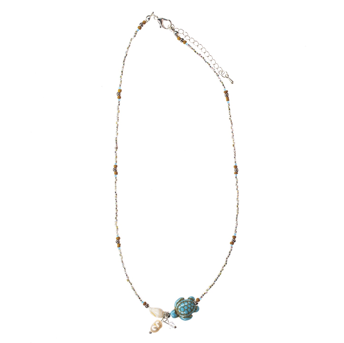 choker, necklace, turtle, shell, beaded, beach style, boho style, turquoise