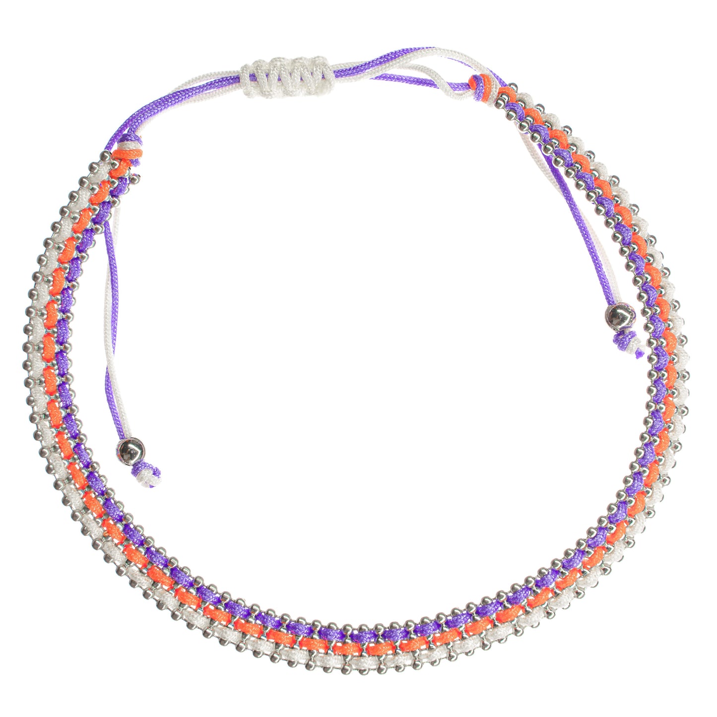 anklet, beaded, adjustable, women, teen, girls, purple orange