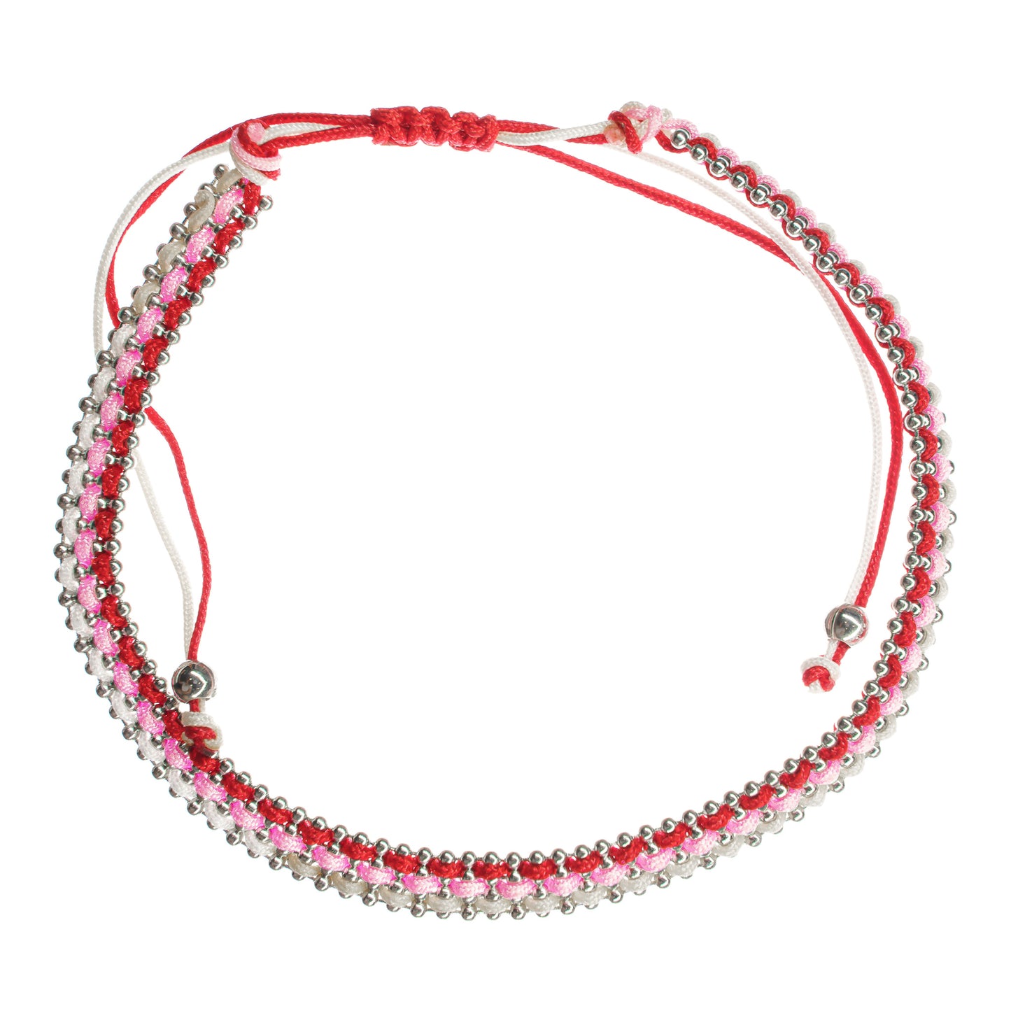 anklet, beaded, adjustable, women, teen, girls, red pink