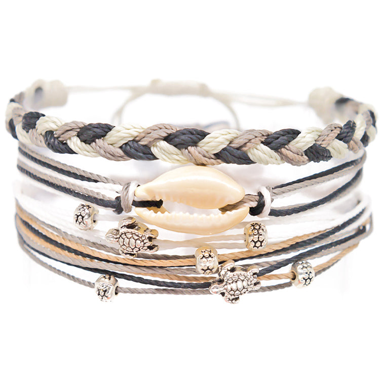 cowrie shell sea turtle beads string bracelet