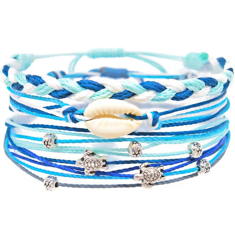 cowrie shell sea turtle beads string bracelet