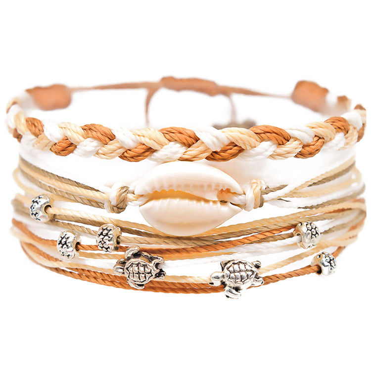 cowrie shell sea turtle beads string bracelet