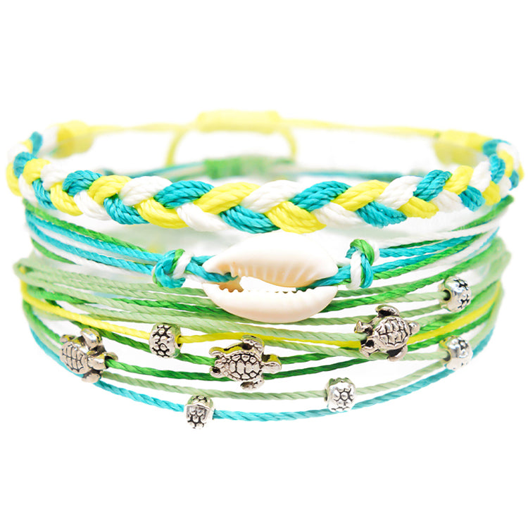 cowrie shell sea turtle beads string bracelet