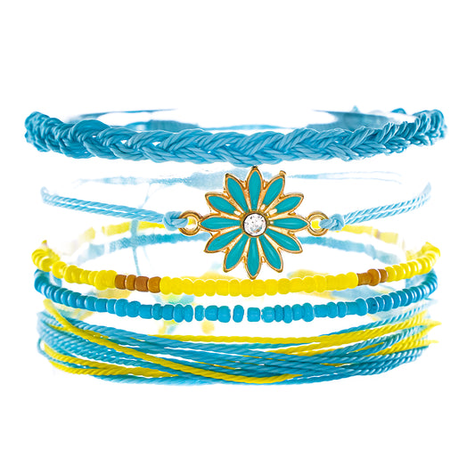 flower power string bracelets stack style pack