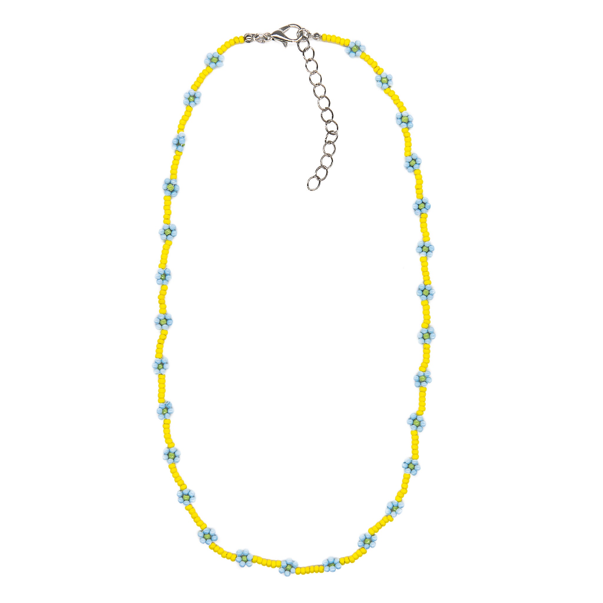 seed bead necklace flower Flower Seed Bead Necklace Yellow/Blue