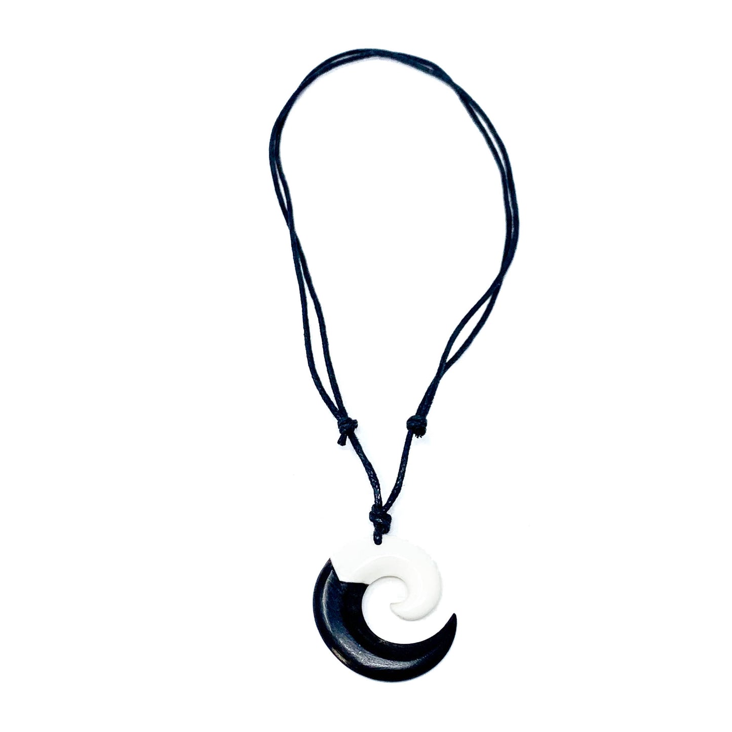 carved bone and wood hawaiian swirl maori necklace