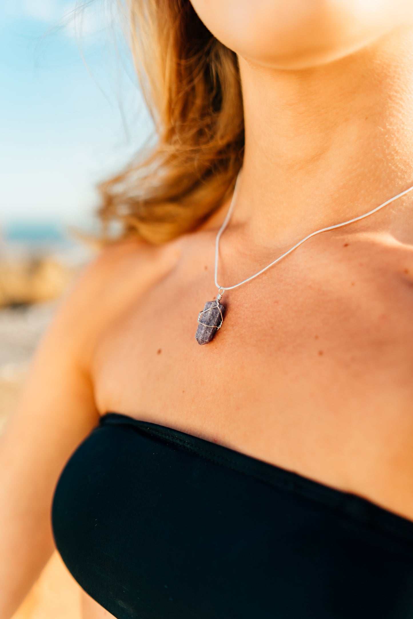 charming shark healing crystal necklace