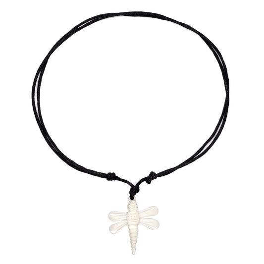 carved bone dragonfly pendant necklace