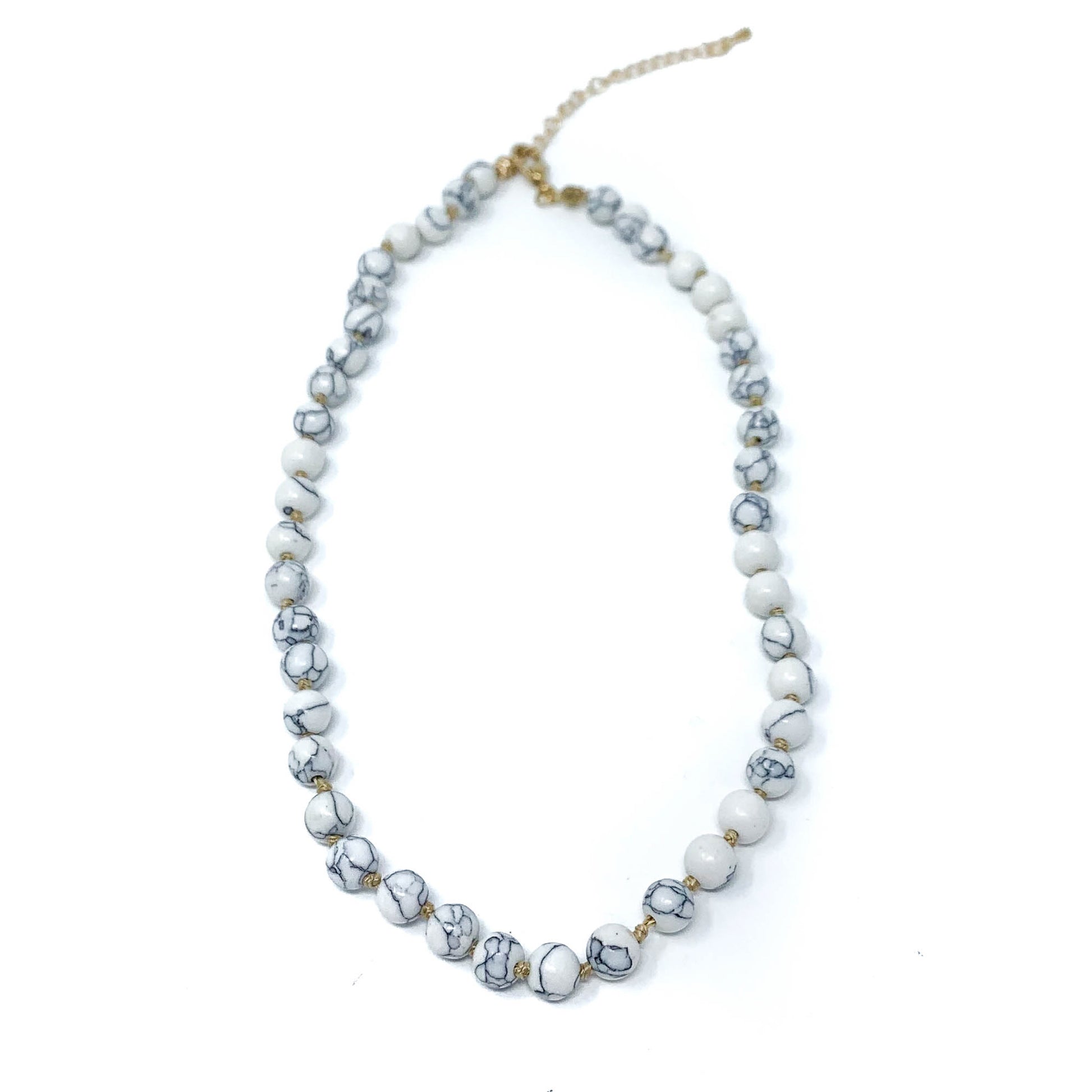 white howlite semi precious stone beaded necklace