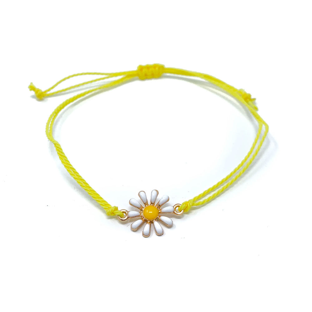 Yellow Daisy Flower Charm String Bracelet