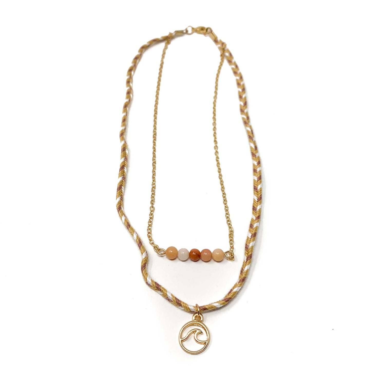 charming shark tan wave pendant two in one necklace