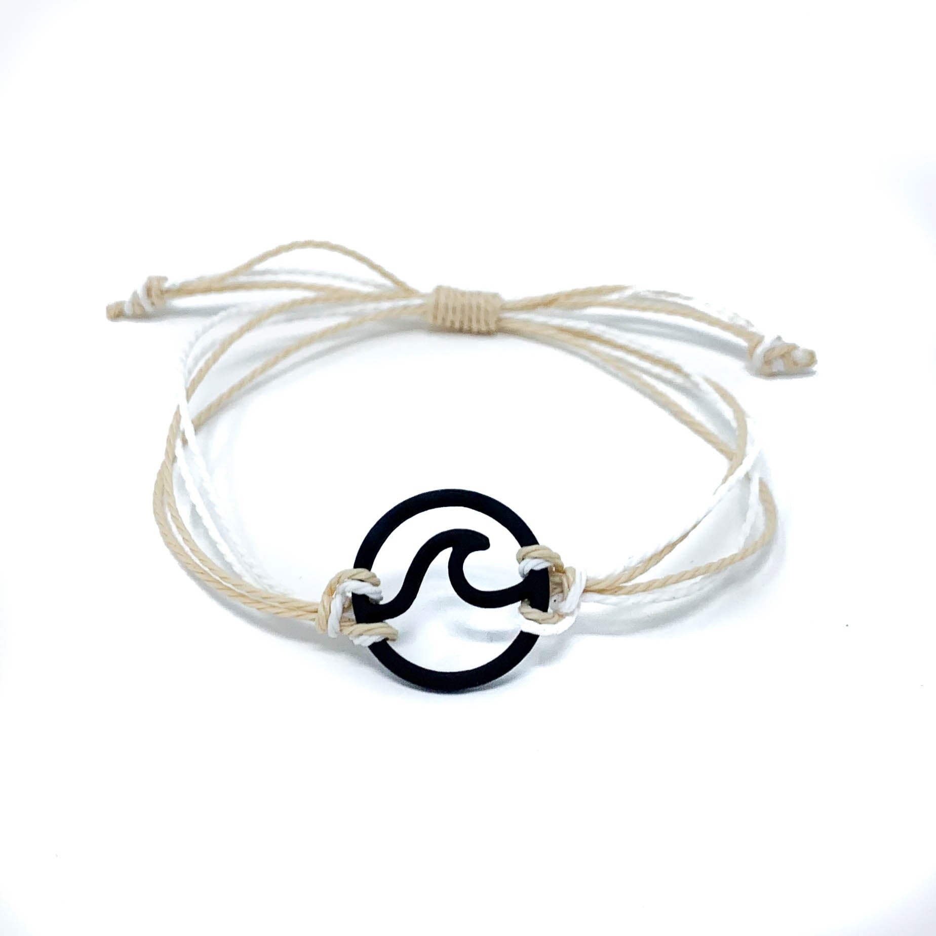 tan white wave string bracelet