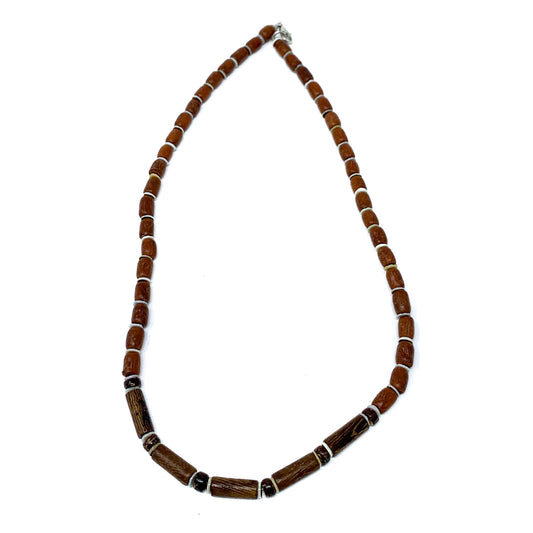 charming shark mens wood beaded surfer necklace