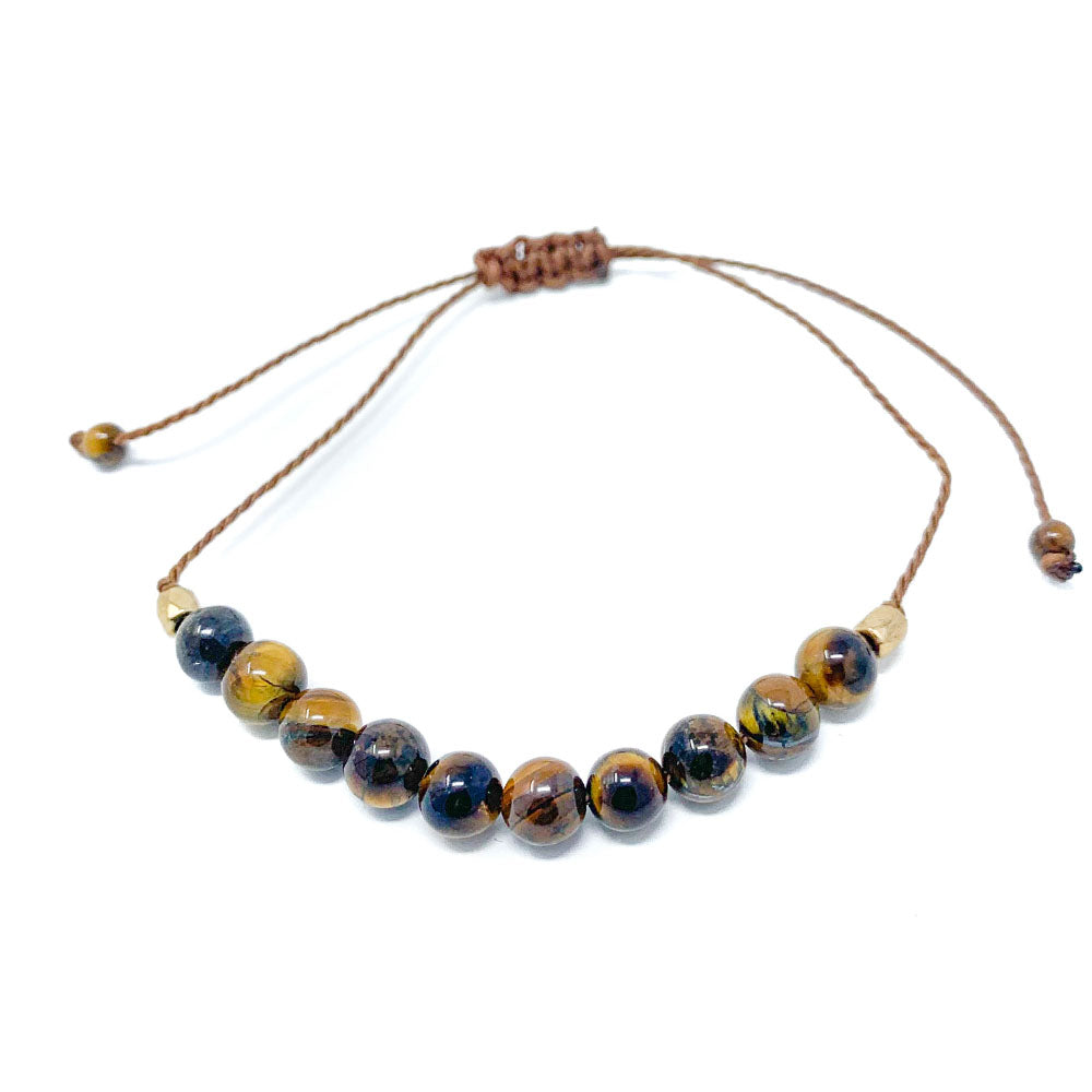 Tiger Eye Stone Beaded String Bracelet