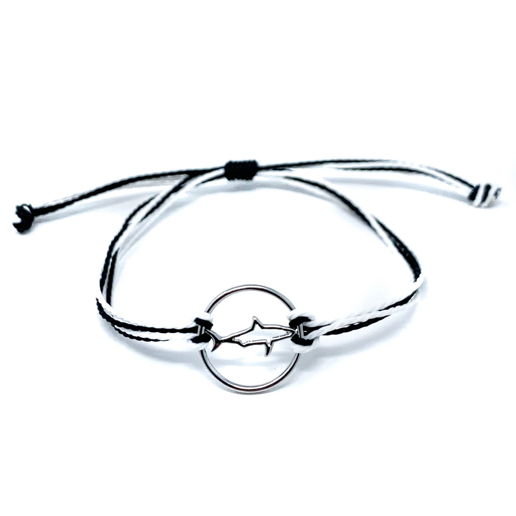 black and white shark string bracelet