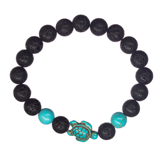 Lava Stone Turtle Bracelet