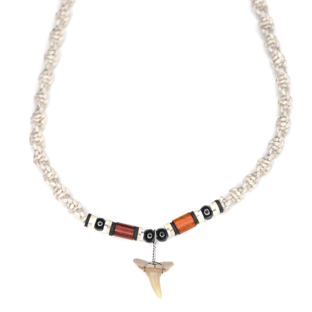 charming shark, jewelry, shark tooth necklace, natural, unisex, men, hemp, tan, light, black, beads, beaded