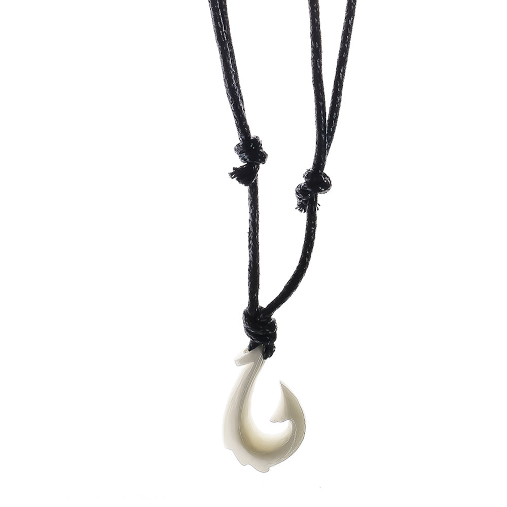Bone Hawaiian Fish Hook Necklace - Mini