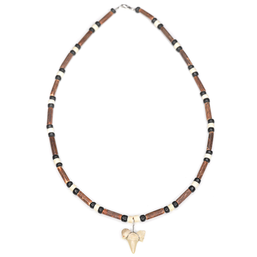 charming shark brown Shark Tooth on Bamboo Necklace black 
