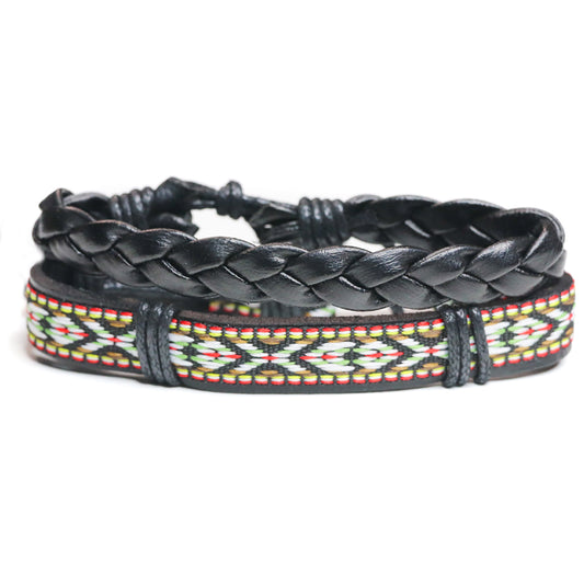 Bohemian Leather Bracelet Duo
