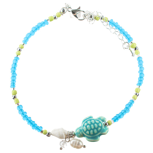 Turtle Stone Beaded Anklet