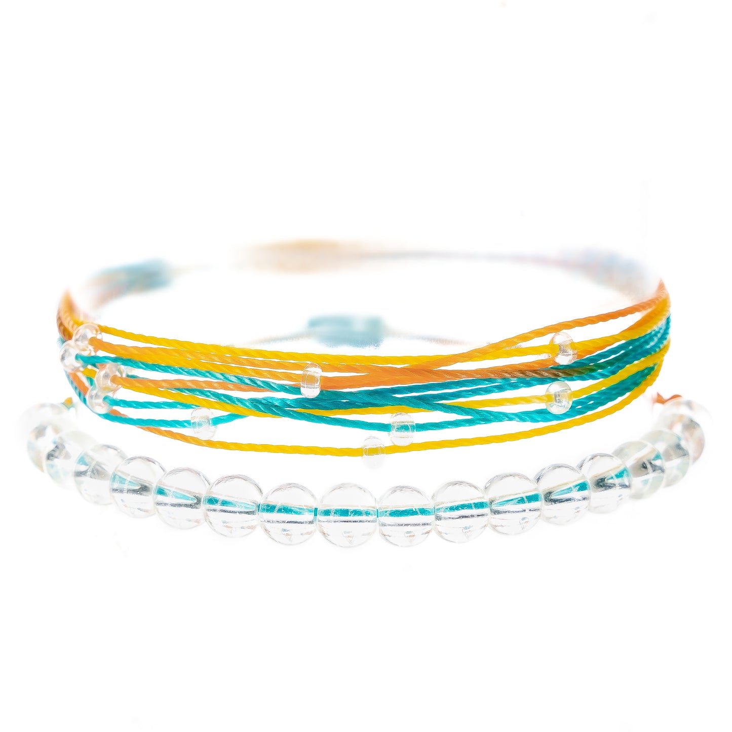 womens bubble string blue yellow bracelet