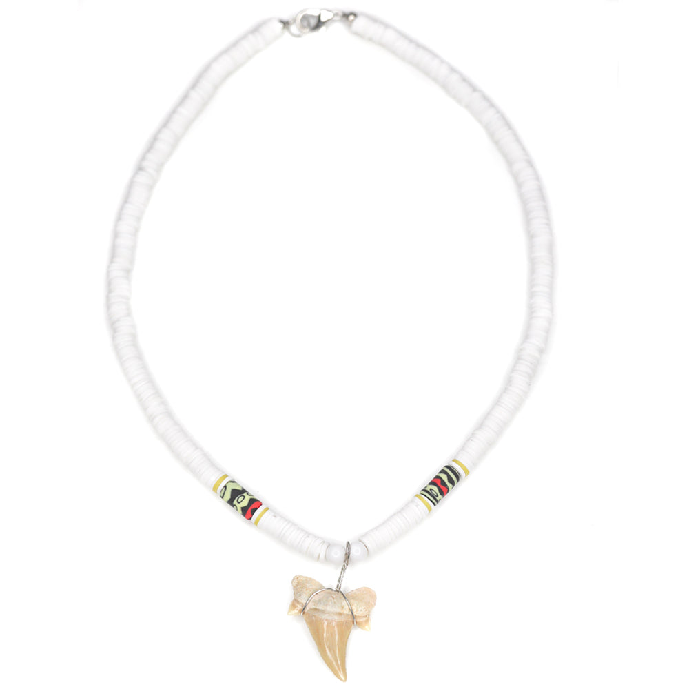 White Wild Shark - Fossil Sharks Tooth Necklace