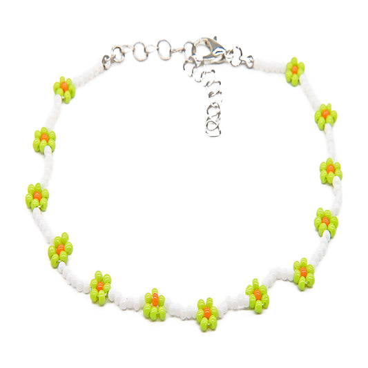 Flower Seed Bead Anklet