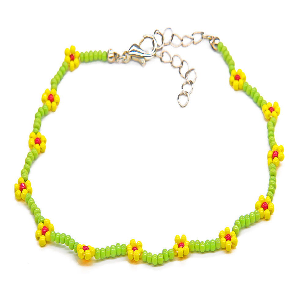 Flower Seed Bead Anklet