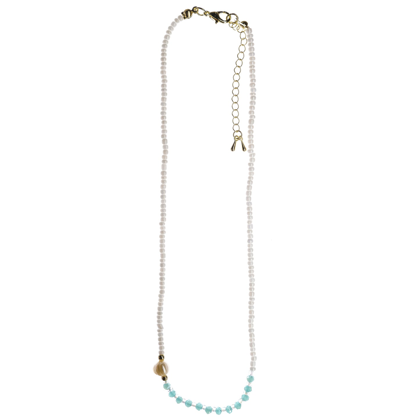 Faceted Beaded Pearl Necklace