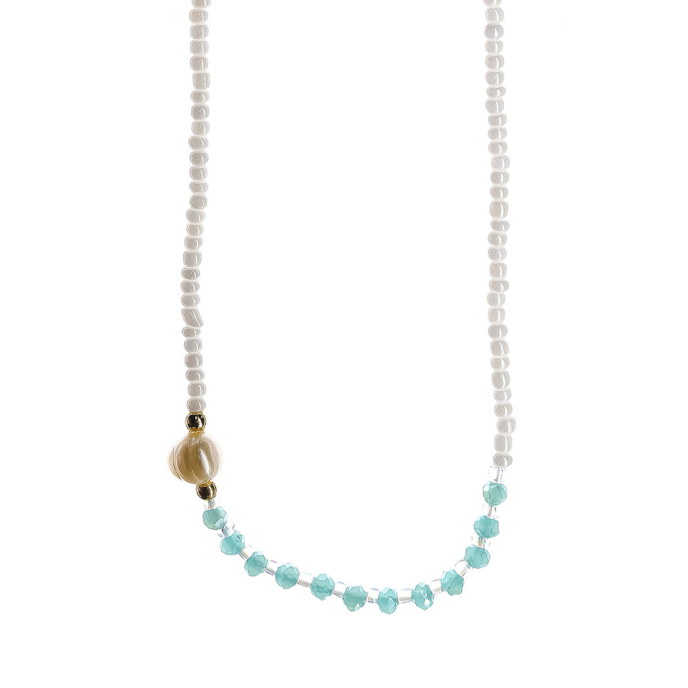 Faceted Beaded Pearl Necklace