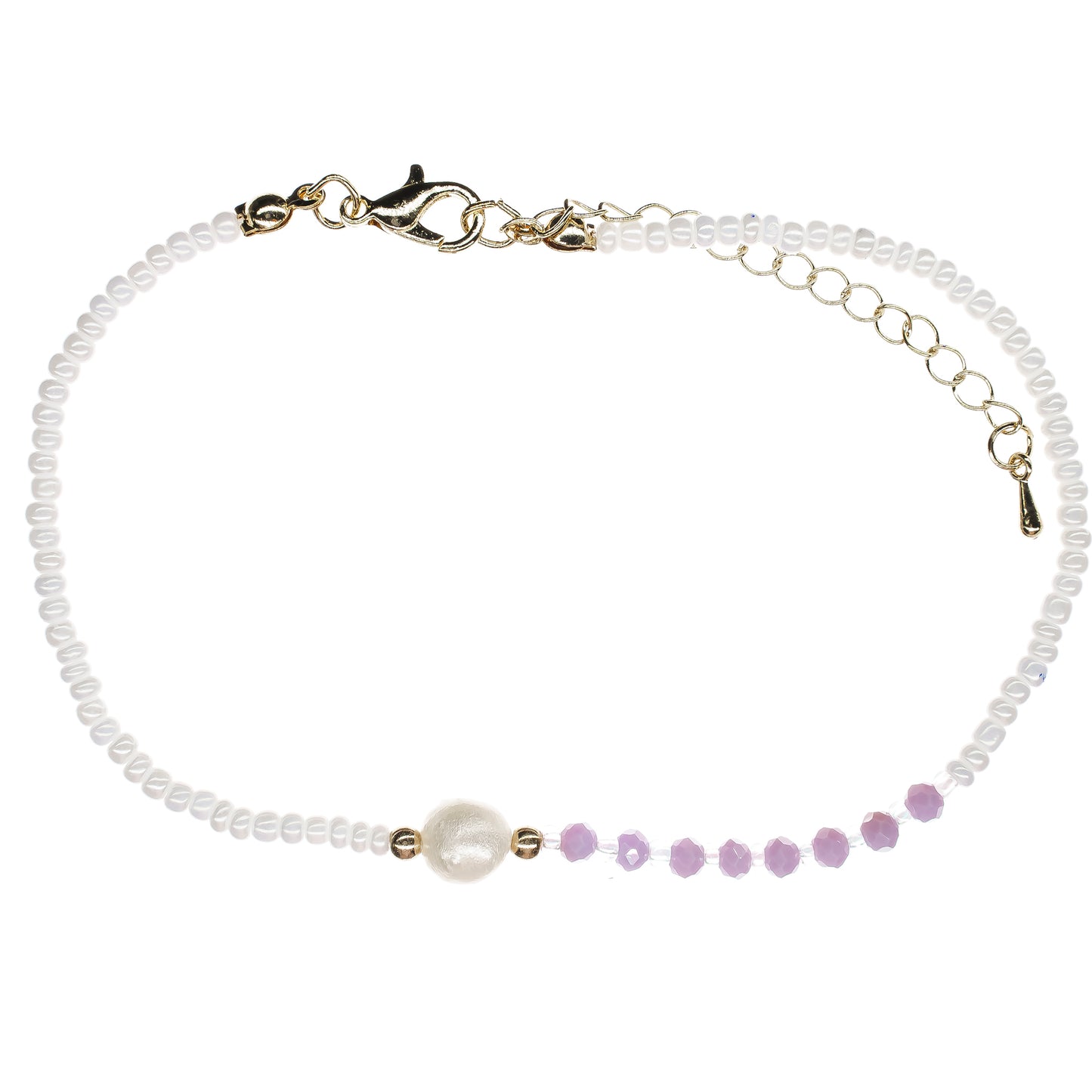 Faceted Beaded Pearl Anklet