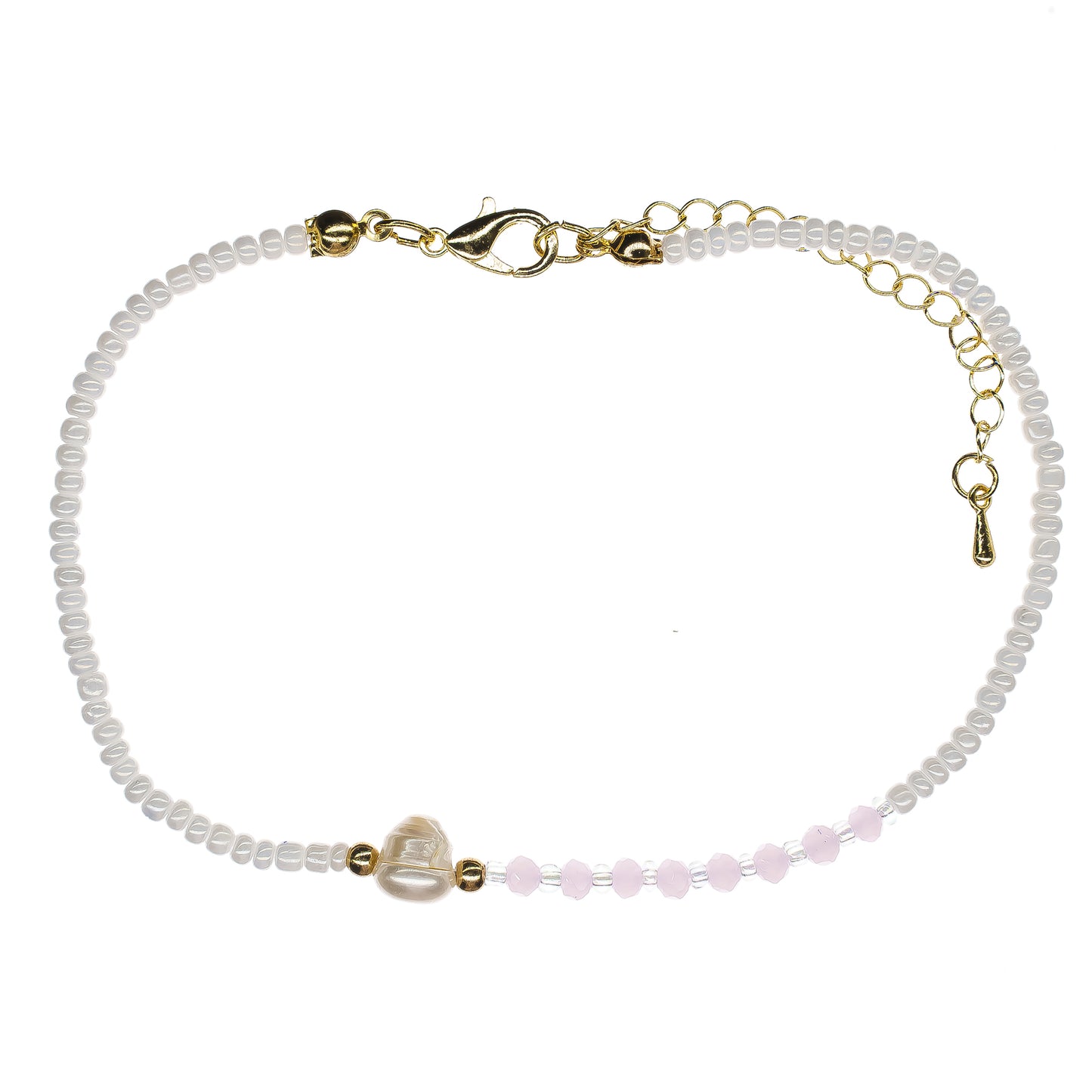 Faceted Beaded Pearl Anklet