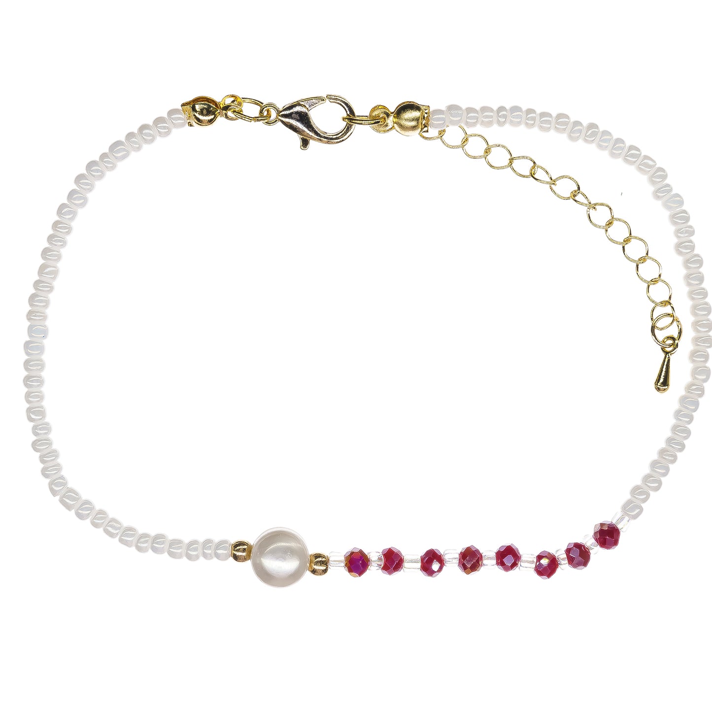 Faceted Beaded Pearl Anklet