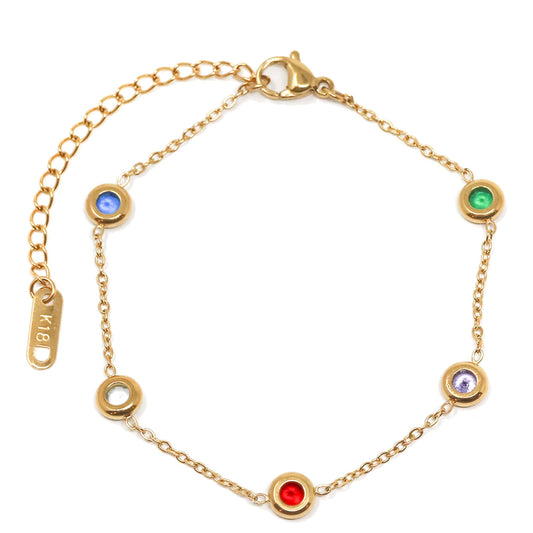 18K Gold Multi-Color Crystal Station Bracelet