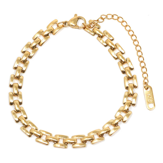18K Gold Box Chain Bracelet