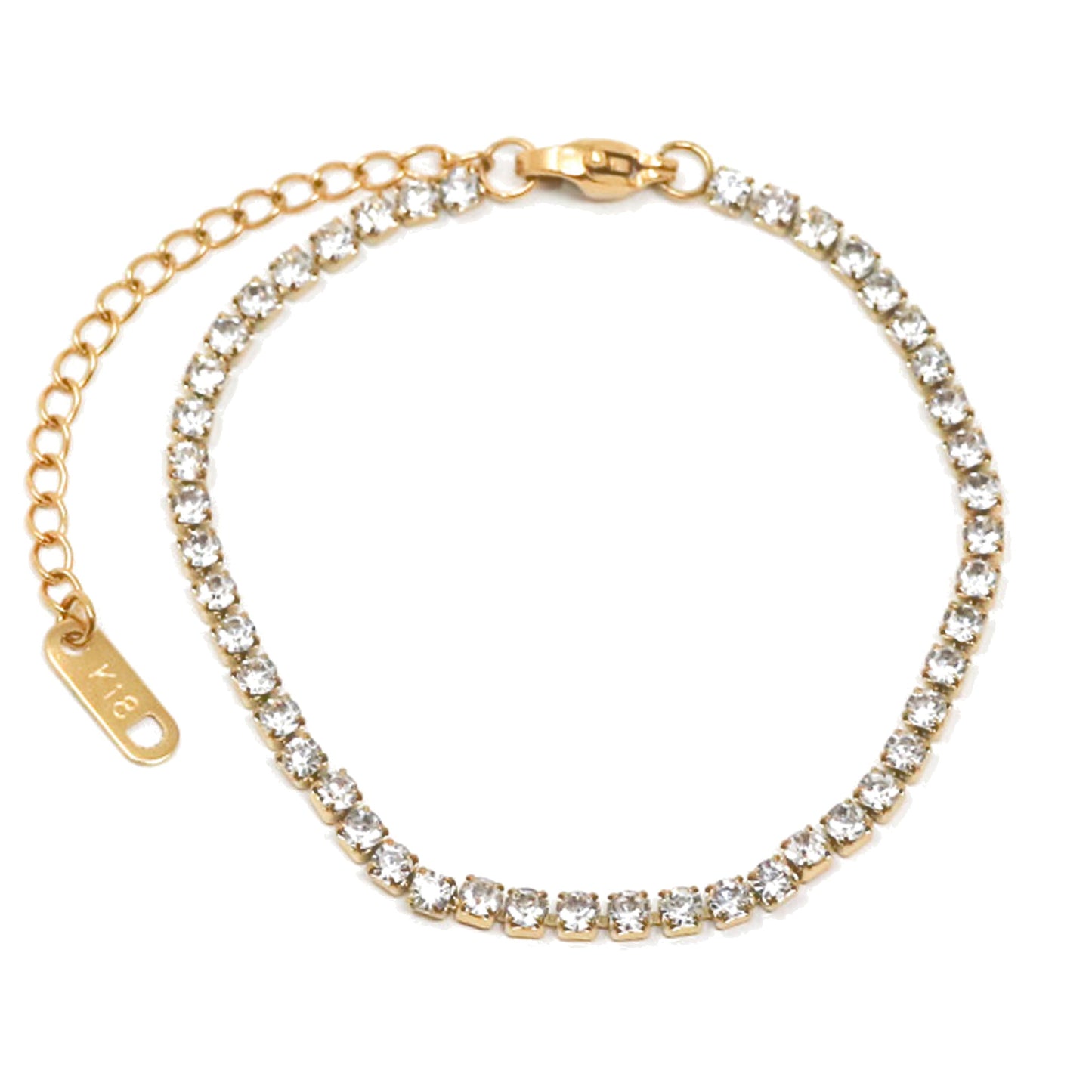 18K Gold Crystal Tennis Bracelet